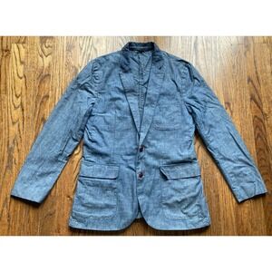 J Crew Ludlow Blazer Mens Small Japanese Chambray Blue Unstructured Cotton Blend